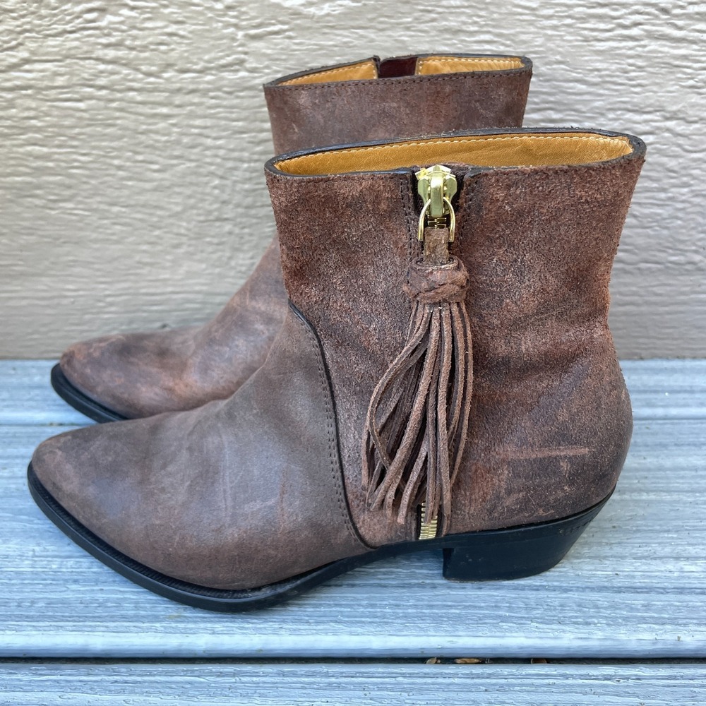 Ralph Lauren Purple Label Collection Suede Tassel Boots Size 6.5  Brown Italy